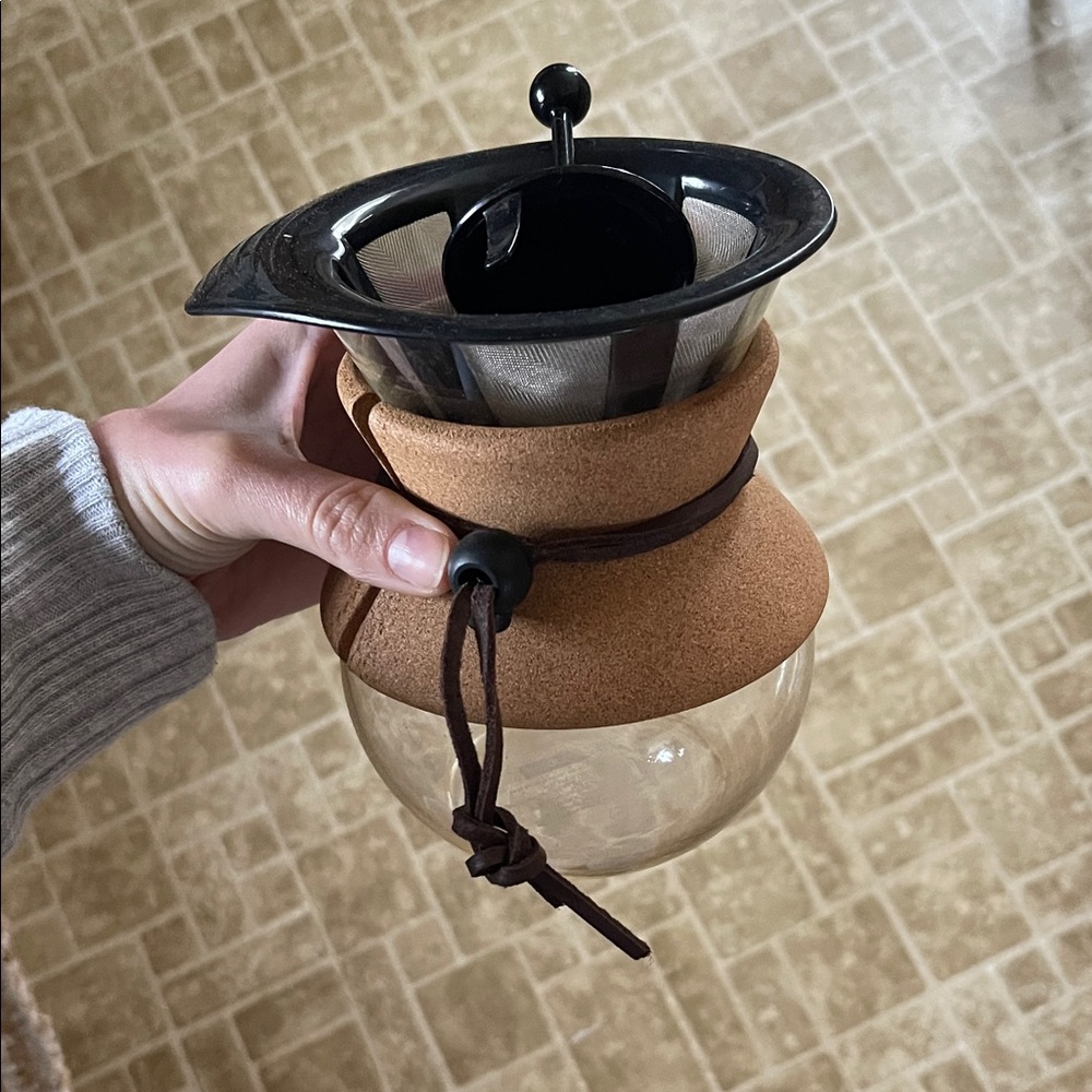Bodum Cork & Glass Pour-Over Coffee Maker with Mesh Filter - Black/Brown